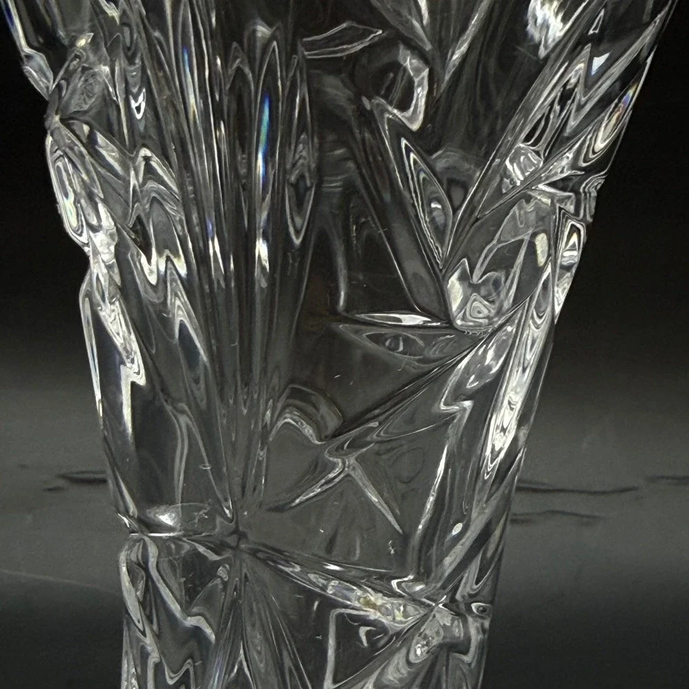 Vtg Cut Lead Crystal Vase Trumpet‎ Shape Star Base Fan Pinwheel Starburst 6